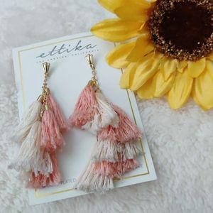 Ettika Peach Tassel Gold Plated Earings